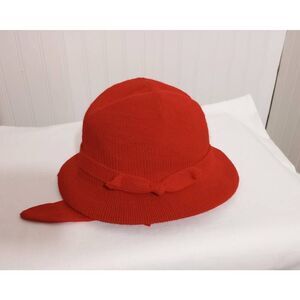 VTG  red isotoner hat, fascinator, balaclava, weather shed